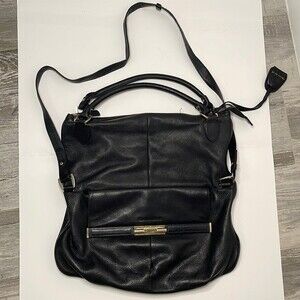 Charles David Black leather crossbody fold over purse bag